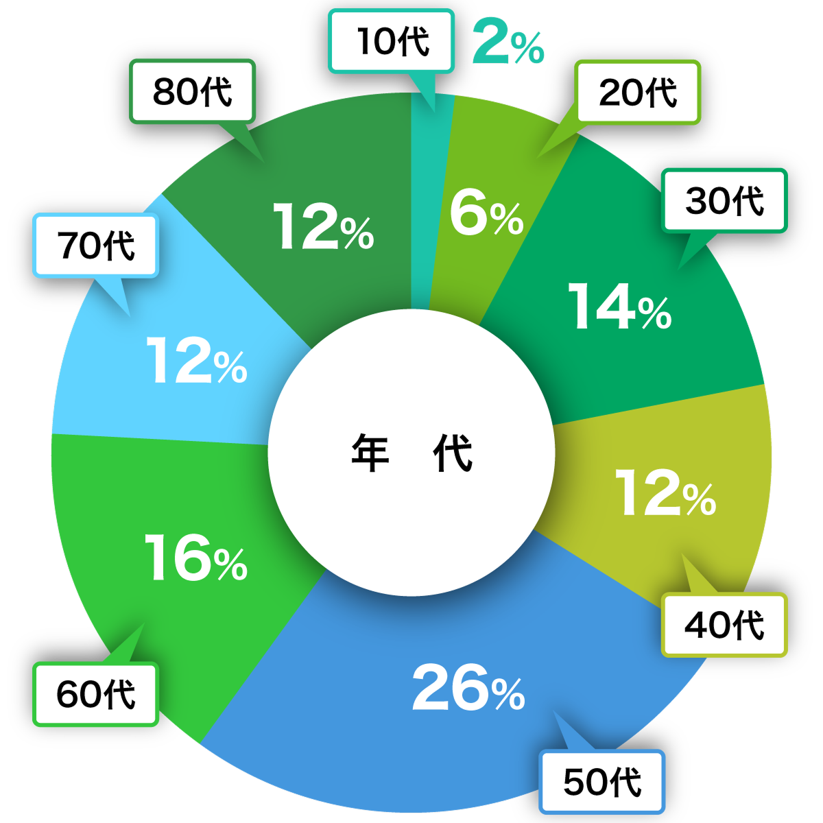 年代の内訳 円グラフ